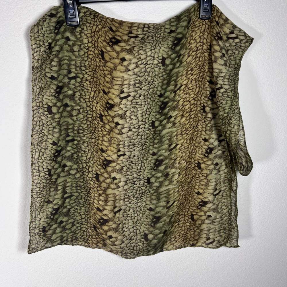 Olive & Brown Animal Print Scarf 72L x 29W